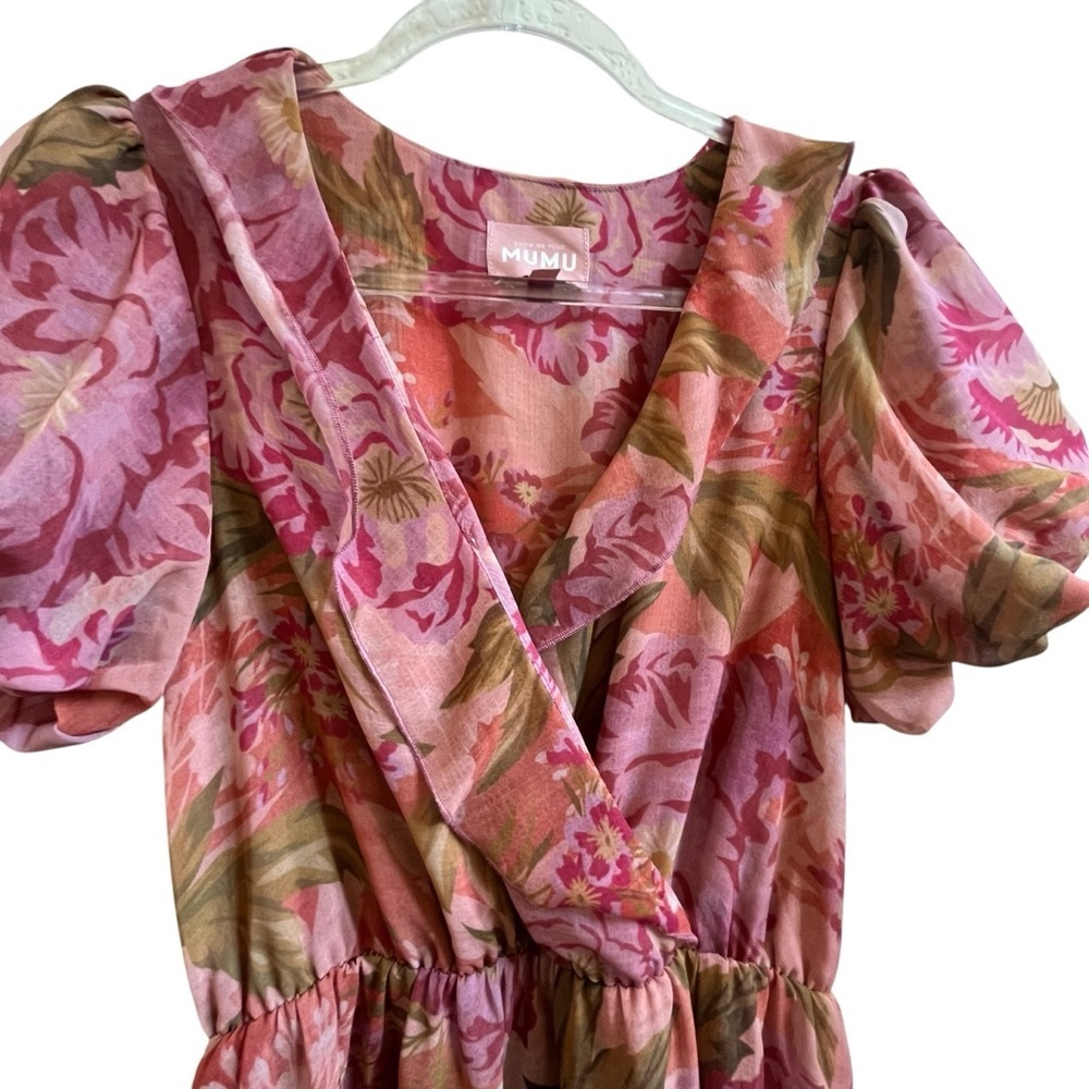 Show Me Your MuMu Verity Pink Floral Garden Party High Low Midi Dress SZ XS - Picture 7 of 14